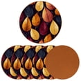 thumbnail image 2 of Thanksgiving 6Pcs Round Microfiber Leather Car Coasters, 11x11 cm/4.3x4.3 in Size, Cup Holder Mat for Drinks, Absorbent Car Accessories, 2 of 6