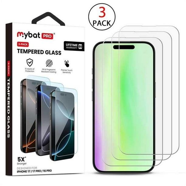 Mica Vidrio MYBAT para iPhone 17 PRO MAX - 3 piezas protectora de pantalla transparente