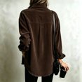 thumbnail image 4 of Domzest Corduroy Shirt Jacket Womens Oversized Button Down Lapel Shirt Jackets 2026 Fall Trendy Raw Hem Outerwear with Chest Pocket Brown L, 4 of 6