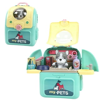 TEUVO Pet Care Playset Robot Dog Toys for Kids, 12Pcs Kids Vet Playset Toys  Veterinarian Kit Doctor Kit & Interactive Electric Dog Plush & Cage