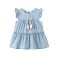 thumbnail image 2 of Babcutegg Cute Denim Skirt Dress With Floral Embellishment, Sleeveless Cowboy Style, Breathable Cotton Blend For Everyday Play And Casual Outings Light Blue Size 18, 2 of 8