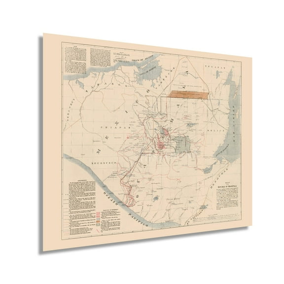 HISTORIX 1895 Guatemala Map Vintage Poster Wall Art Print, 24 x 30 Inch