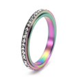 thumbnail image 4 of Anillo de mujer de acero inoxidable con diamantes redondos simples y giratorios de estilo coreano europeo y americano, anillo de dedo con temperamento dorado, joyería de mano, 4 of 5