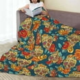 thumbnail image 6 of Salouo Skull And Flowers Print Bed Blankets,Flannel Blanket Comfortable Air Conditioning Blanket Lightweight Blanket for Sofa Bed Travel & Couch -80"x60", 6 of 8