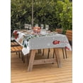 thumbnail image 2 of Outdoor Tablecloth with Umbrella Hole and Zipper, Grey Christmas Rectangle Table Cloth 52x70 Inch Waterproof Tablecloth, Snowman Xmas Balls Pine Needle Tree Picnic Table Cover for Patio Camping, 2 of 7