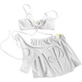 thumbnail image 2 of WIZUTIZ Women's Solid Color Sexy Swimsuit Drawstring Strap Split Swimsuit Three Piece Set White Holiday Saving, 2 of 3
