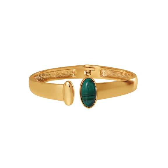Jessica Simpson Women's Cuff Bracelet with Green Stone