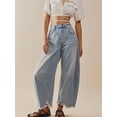 thumbnail image 3 of Yunliwuli Women Wide Leg Jeans, High Waist Tasseled Loose Trousers with Pockets Streetwear, 3 of 7