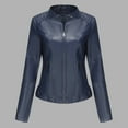 thumbnail image 4 of Faux Leather Coat Women Plus Size Zip Up Slim Fitted Bomber Jacket Women's Casual Fashion Belted Motorcycle Jacket, 4 of 6