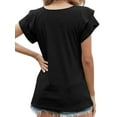 thumbnail image 7 of ZXSXSY Women's V Neck Double-Layer Ruffle Sleeve Solid Color Top, 7 of 7