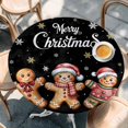 thumbnail image 2 of Gingerbread Black Round Tablecloth, Fitted Table Cover with Elastic for 45"-54" Round Tables, Christmas Winter Snowflake Table Cloth Outdoor Indoor Dinning Party Waterproof Tablecloths, 2 of 7