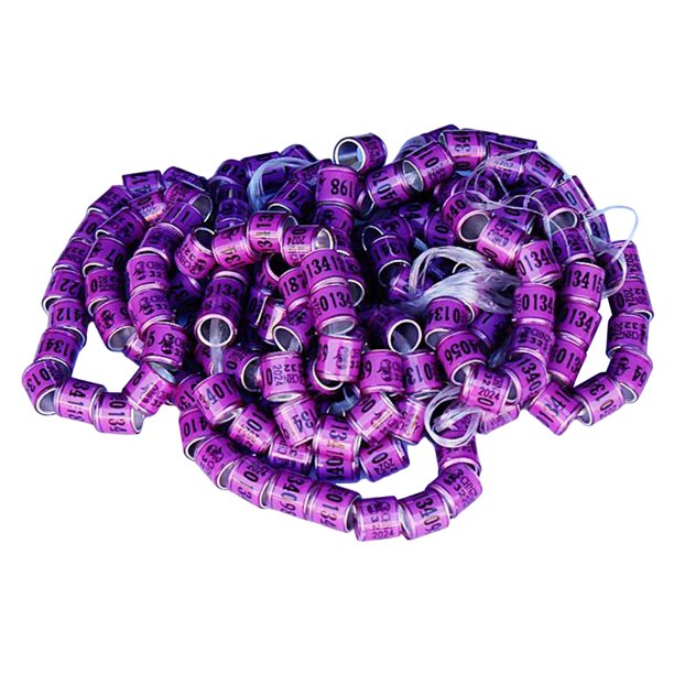 100 Uds anillos para patas de Paloma bandas para pies de Paloma 2024 identificación de aves portátil duradera numerada 8mm para aves de corral pequeña Púrpura