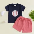 thumbnail image 2 of Gubotare Toddler Boy Outfit Boys Clothes Short Sleeve T-shirt and Shorts Set Casual Boys Summer Outfits 2T 3T (Blue,2-3 Years), 2 of 4