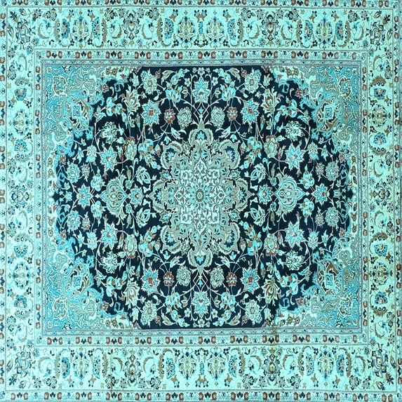 Ahgly Company Indoor Square Persian Light Blue Traditional Area Rugs, 7' Square