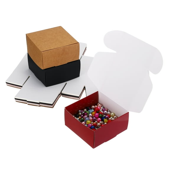 2x2x1.6" Small Gift Boxes Bulk with Lid, 40 Pack Mini Square Foldable Cardboard Paper Present Box, Black