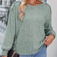thumbnail image 4 of Wensltd Women Solid Crew Neck Long Sleeve Ribbed Sweater Shoulder Button Detail Loose Knit Style Tops Casual Everyday Wear, 4 of 6