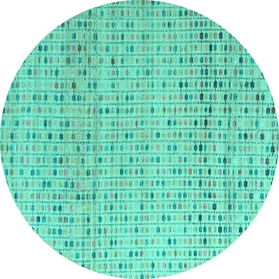 Ahgly Company Indoor Round Abstract Turquoise Blue Modern Area Rugs, 4' Round