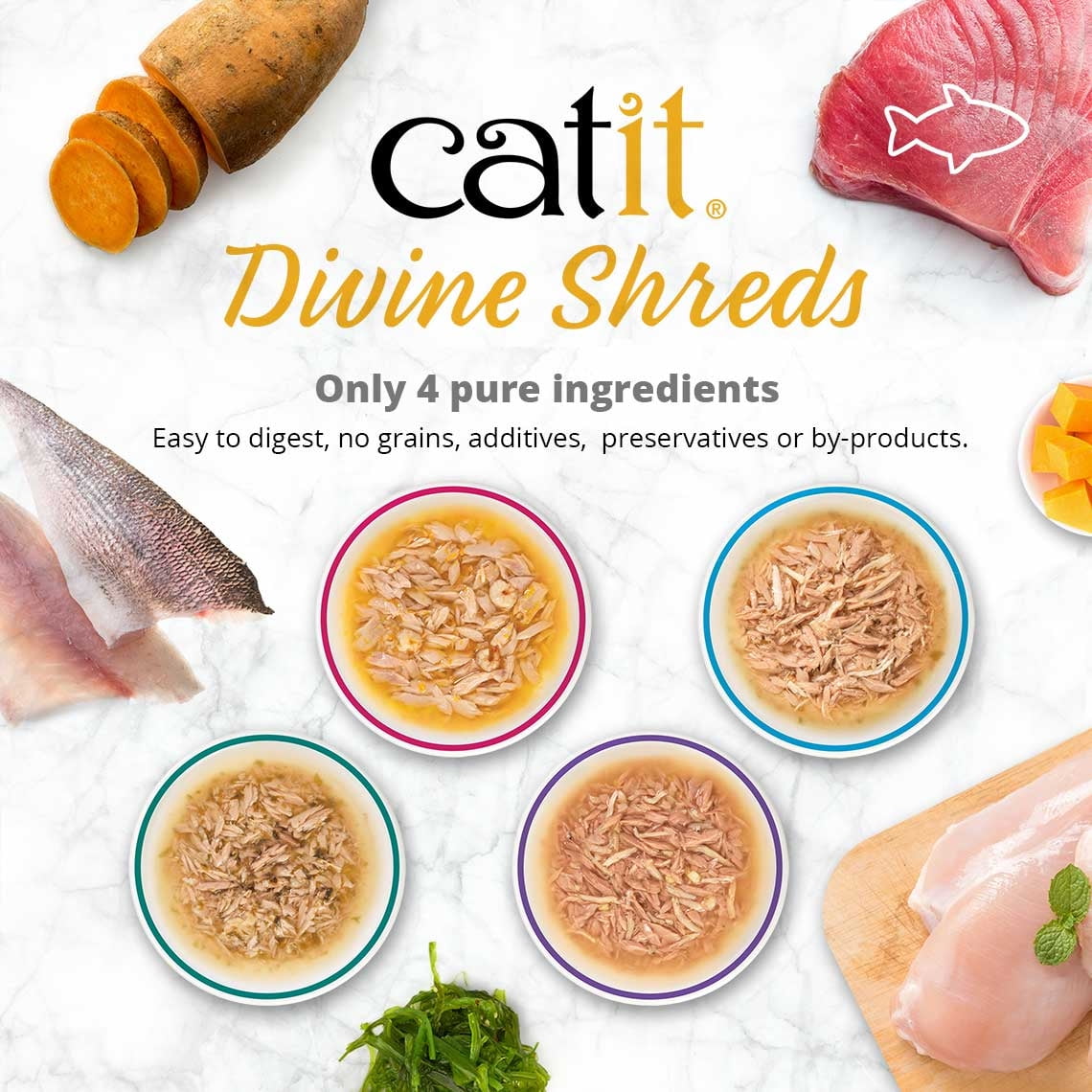 Catit Divine Shreds Tuna Variety Pack [Cat Food, Catit, Cat Supplies] 12 count