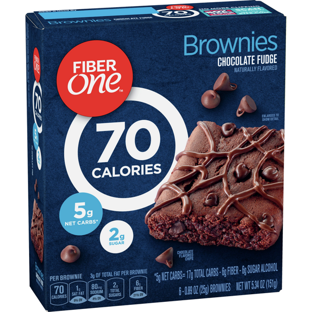 Fiber One Brownies, Chocolate Fudge, 70 Calorie Bar, 5 Net Carbs ...