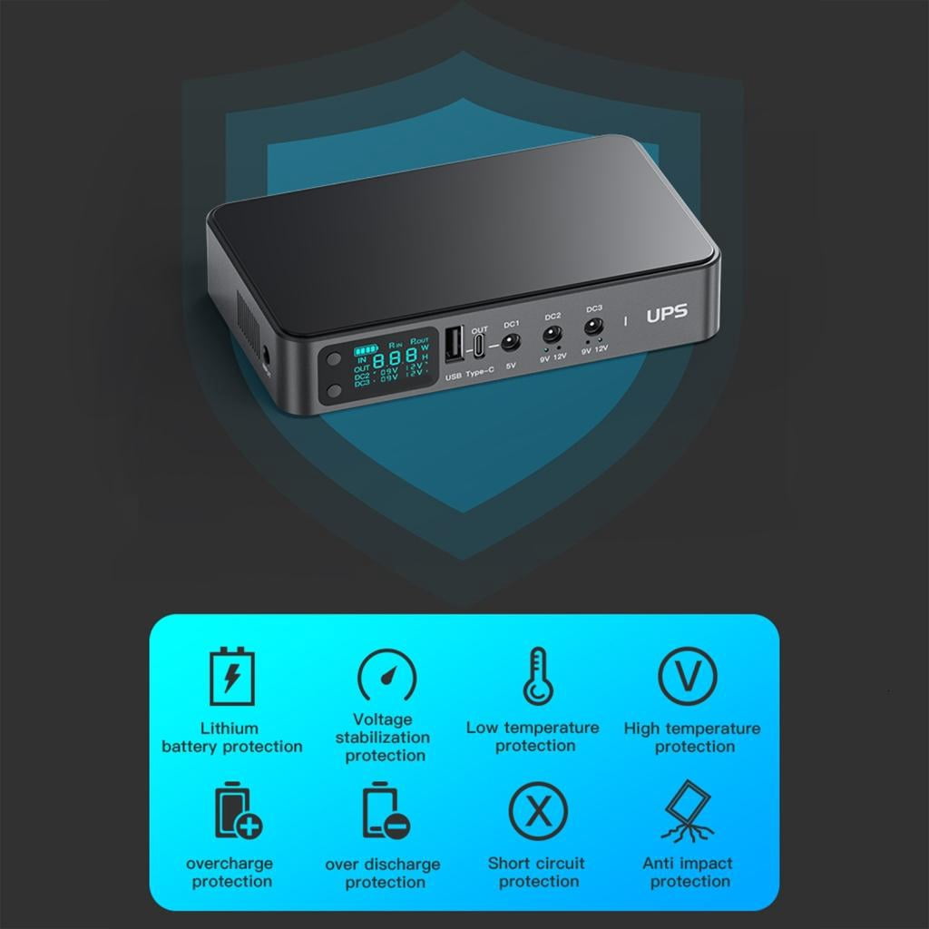 HONCLL UPS Battery Backup 9000mAh/10400mAh/18000mAh Small Uninterruptible Power Supply