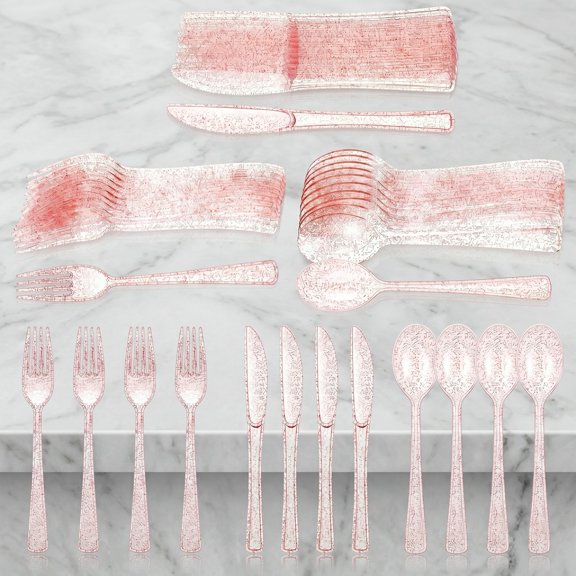 BlinkLLX Birthday Plastic Heavy-Duty Disposable Cutlery Sets Set with 50 Forks, Pink, 90 Pieces