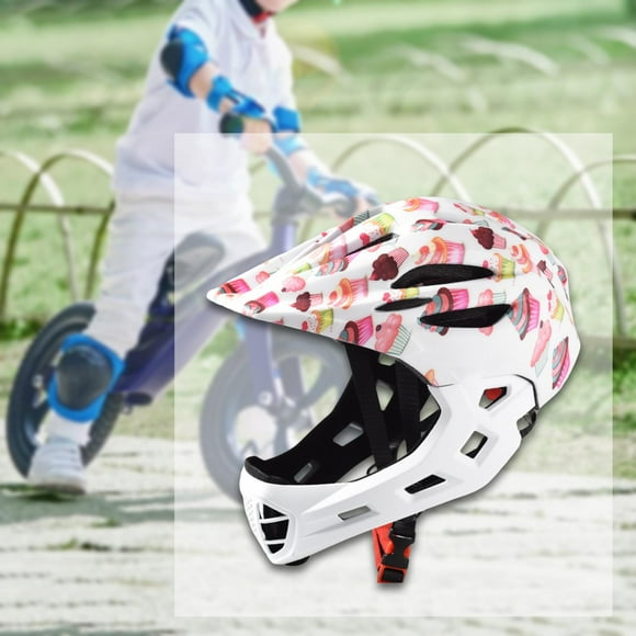 Casco de bicicleta para niños, portátil, de cobertura completa, para andar en patineta y ciclismo al aire libre. Pastel
