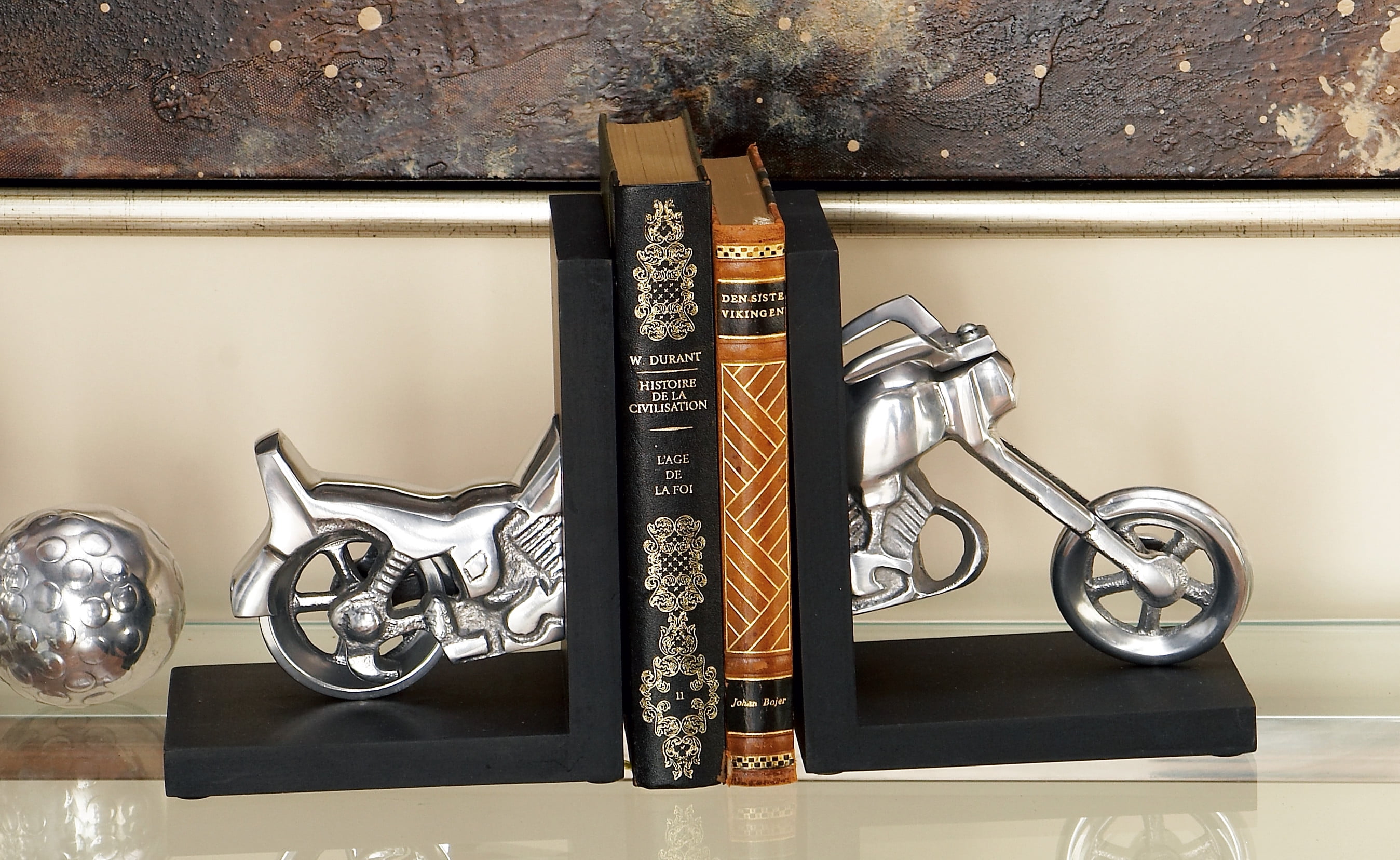 DecMode Contemporary Metal Bookends, 6"W, 7"H, Silver