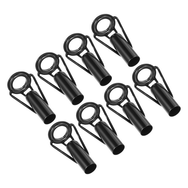 Unique Bargains 7.0mm Stainless Steel Fishing Rod Tip Repair Kit Pole Ring Guide Replacement, Black 8 Pack