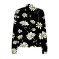thumbnail image 5 of Womens Full Zip Bomber Jackets with Pockets Floral Print Long Sleeve Casual Fall Coat Outerwear Lightweight (XL, Black 02), 5 of 7