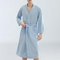 thumbnail image 2 of snilers Mens Robe Waffle Kimono Bathrobe Long Sleeve Sleepwear Nightgown Lightweight Spa Loungewear with Pockets, 2 of 4