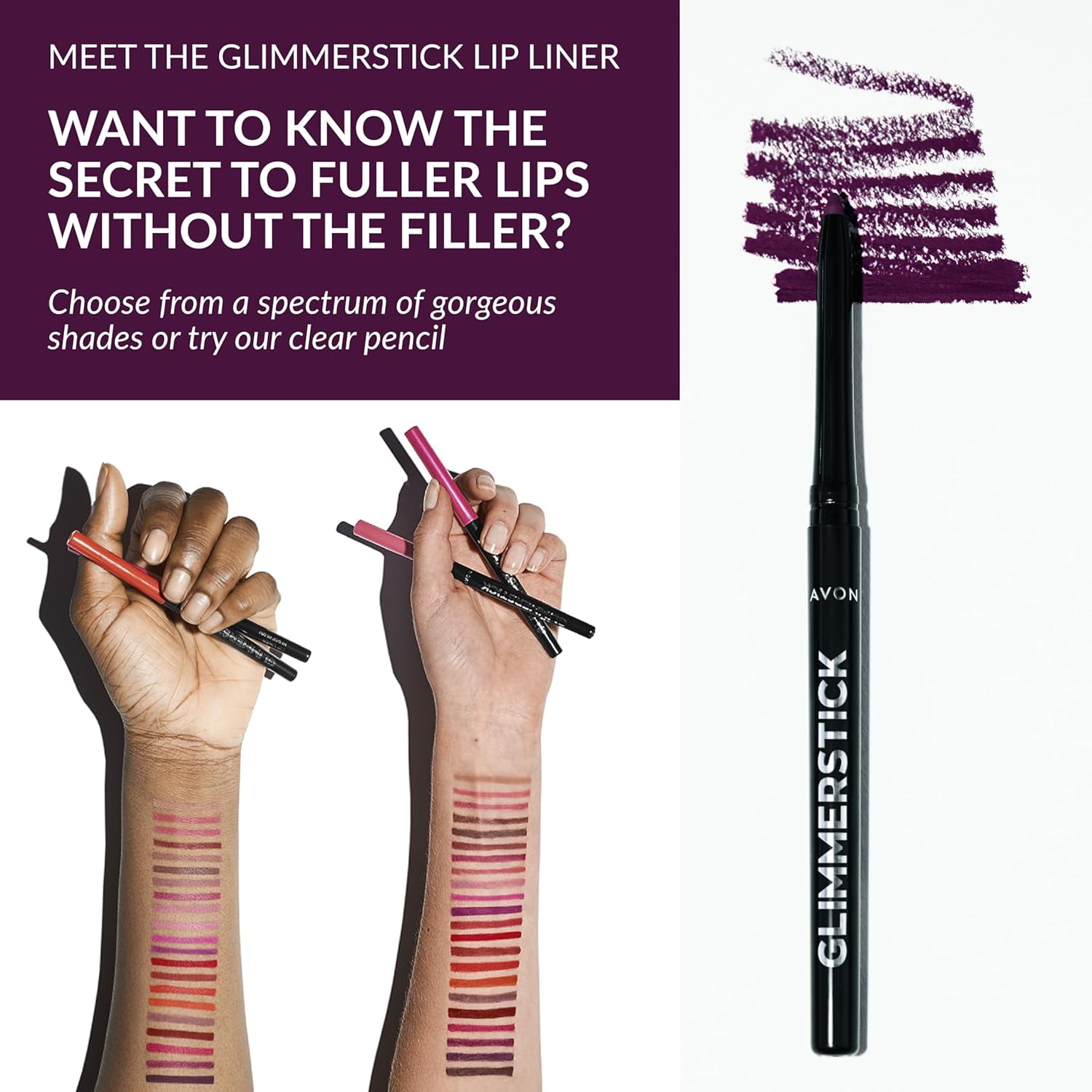 Avon Glimmersticks Retractable Lip Liner / DEEP PLUM / SET OF 2