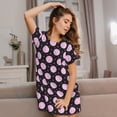 thumbnail image 3 of Yiaed Pink Groovy Disco Ball Print Women's Loose-Fit Short Sleeve Nightgown, Soft and Comfortable Sleep Dress for Relaxation and Sleepwear, 3 of 6