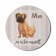 thumbnail image 1 of Dog Lover Mouse Pad for Computers, M Is for Mastiff Typography Illustraiton, Round Non-Slip Thick Rubber Modern Gaming Mousepad, 8" Round, Pale Rose Pale Brown, by Ambesonne, 1 of 2