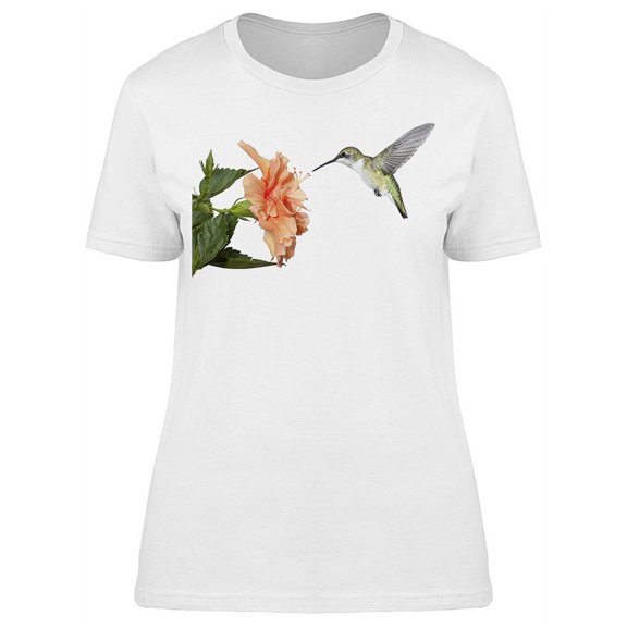 Hummingbird Feeding On Hibiscus  T-Shirt Women -Image by Shutterstock, Female Large