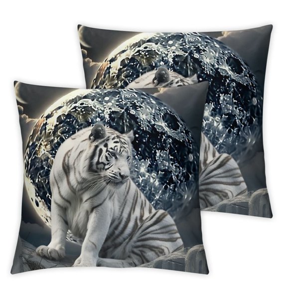 White Tiger Set of  Cushion Covers  Throw Pillow Covers Animal Theme Be Applicable Pillowcase for Sofa Car Bed Outdoor Decor