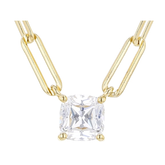 JTV 18K Gold Over Sterling Silver White Cubic Zirconia Paperclip Necklace - 1.42 ctw - 18"