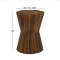thumbnail image 4 of DecMode 13" x 18" Brown Teak Wood Handmade Intricately Carved Drum Accent Table, 1-Piece, 4 of 9