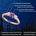 thumbnail image 2 of Gem Stone King 18K Rose Gold Plated Silver Fancy Purple Zirconia and White Zirconia Engagement Ring for Women | 0.96 Cttw | Round 5MM | Gemstone Birthstone | Size 9, 2 of 6