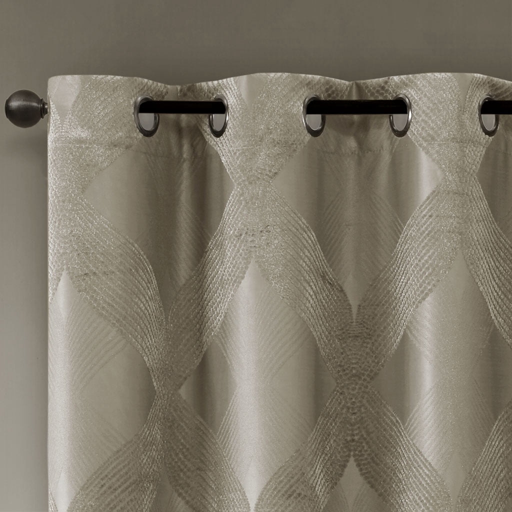 MAYEERTY Ogee Knitted Jacquard Curtain Panel - Total Blackout, Single