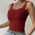 thumbnail image 6 of Wycnly Womens Tank Tops Comfy Knitted Ribbed Sexy Slim Fit Vest Tops Summer Fashion Solid V-Neck Sleeveless Shirts Blouse Wine m, 6 of 7