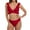 Red, variant on Women's Butterfly Ruffle Bikini Set Flounce V Neck Swimsuit