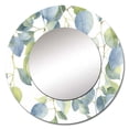 thumbnail image 2 of Designart "Minimalistic Eucalyptus Essence in White and Green II" Floral Rund Mirror For Wall Decor - Large White Round Print Mirror - Round Traditional Mirror 29" x 29" Inch, 2 of 5
