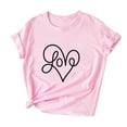 thumbnail image 5 of Summer Savings Clearance!LEBONYARD Summer Tops for Women 2024,womens blouses clearance deals,Women Short Sleeves Heart-shaped Print Casual Tops Blouse T-shirt Pink S, 5 of 8