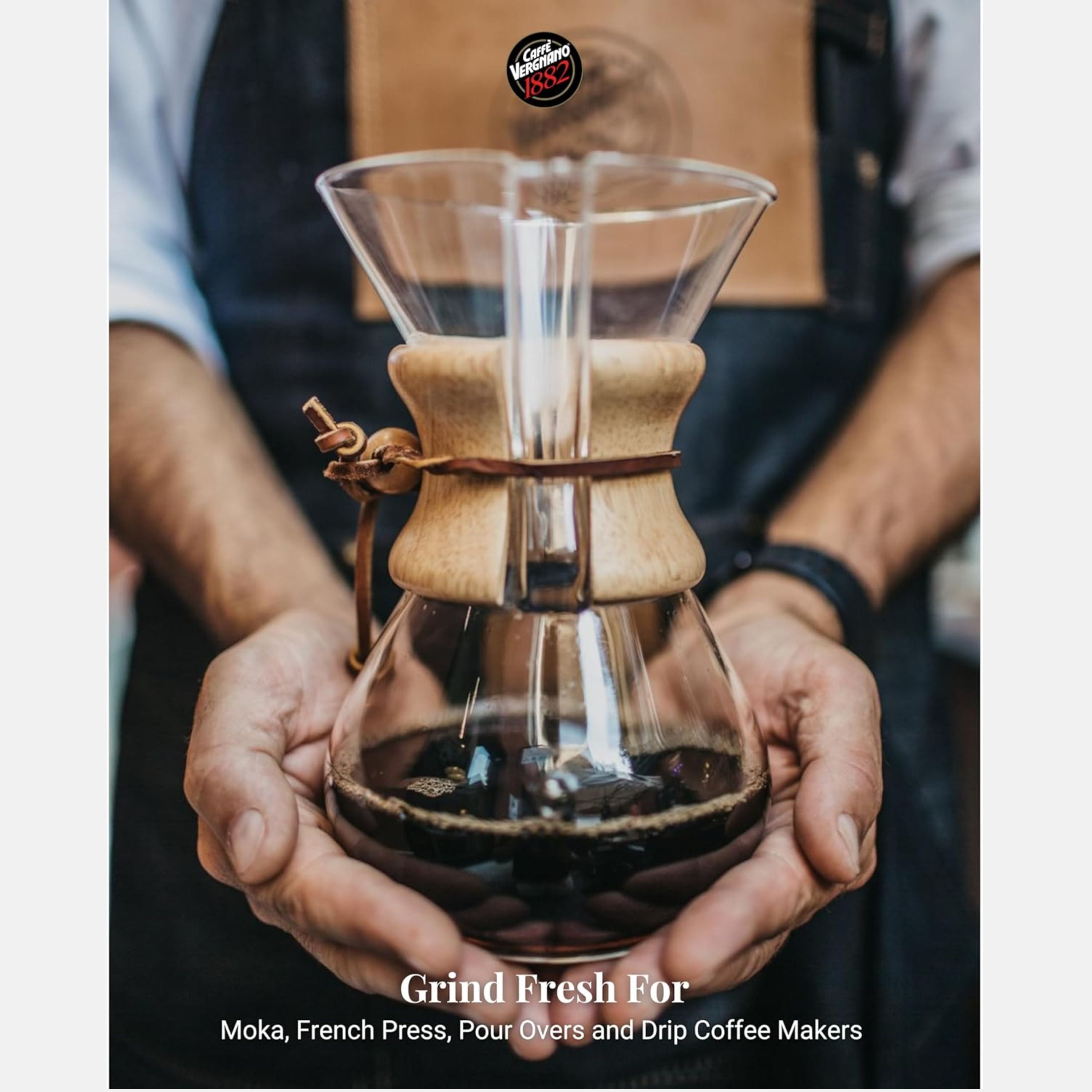Caffe Vergnano 1882 Gran Aroma Whole Bean Arabica Medium Espresso Roast Coffee, 2.2lbs Bag
