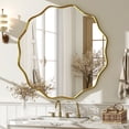 thumbnail image 1 of BEAUTYPEAK Miroir Rond Ondulé de 24 Pouces pour Salle de Bain, Décoration Murale avec Cadre Profond, Or, 1 of 7