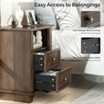 thumbnail image 4 of UBesGoo Nightstand with Charging Station for Bedroom,Side Table with 2-Drawer, Brown, 4 of 10