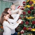 thumbnail image 4 of 6 Pcs Flocked Christmas Ball Ornaments 3.15 in, Velvet Tree Baubles Set with Hanging Cord for Holiday Decor, 4 of 6