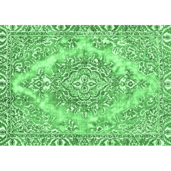 Ahgly Company Indoor Rectangle Abstract Emerald Green Modern Area Rugs, 2' x 5'