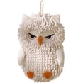 thumbnail image 2 of Owl Chenille Hand Towel White, Cute Animal Fast Drying Absorbent Soft Hanging Cloth for Bathroom Kitchen Decor, 2 of 6