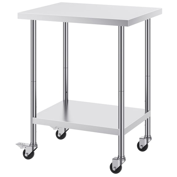BOBOKY Stainless Steel Prep Table 24x30 Inch with Locking Wheels, Commercial Kitchen Worktable for Restaurant Food Prep, Butcher Block, Baking & Catering.